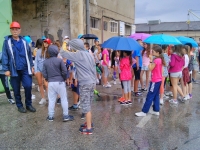 The clamour of children fills the Trogir shipyard