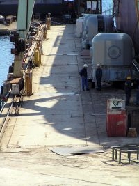 Ferries entering the dock