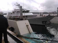 Yacht Bluemar II the First One to Sail into Dock 4