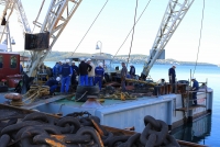 Jadrolinija ferry Mljet and shipyard crane Fumija at the regular annual general overhaul